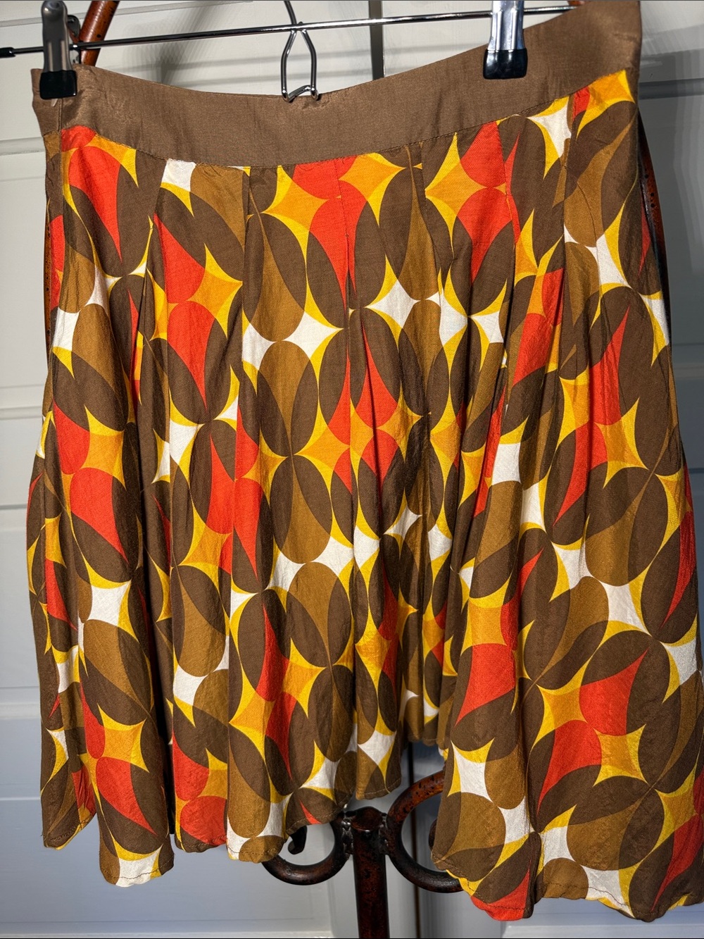 Y2K Funky One Retro Geometric Circle Print Skater Skirt Mod Hippie Boho Size S